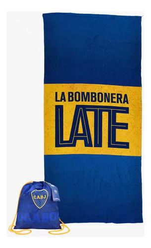 Toallon + Mochila Futbol Boca 70x150 Cm Playero Tnm Bj 10