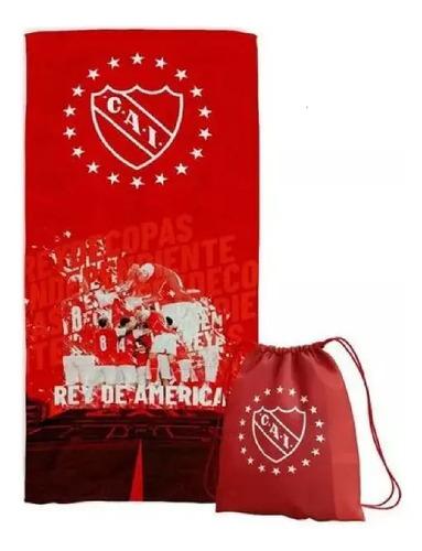 Toallon Playero Microfibra El Rojo Independiente + Mochila 4