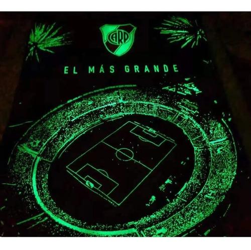 Frazada Magica Fluorescente Luminosa River Plate Origi 1 1/2 Liso Rojo 4