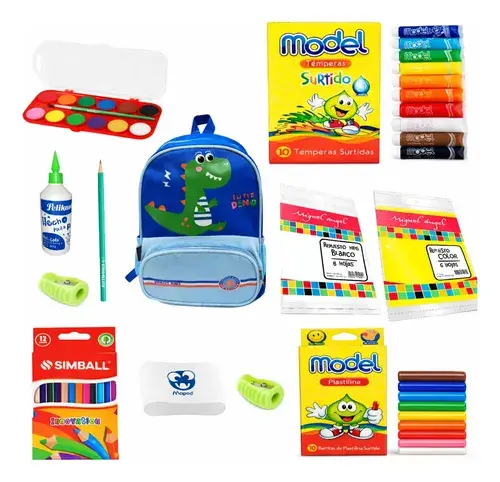 Kit Utiles Escolar Jardin + Mochila Preescolar Completo 12