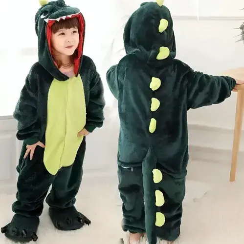 Pijama Dinosaurio Enterito Niños Suave Disfraz Abrigado Dino 2