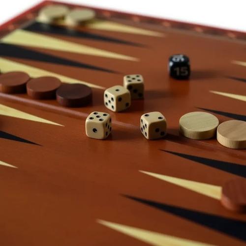 Juego Backgammon Bisonte Tablero 34x34 Fichas De Madera 9