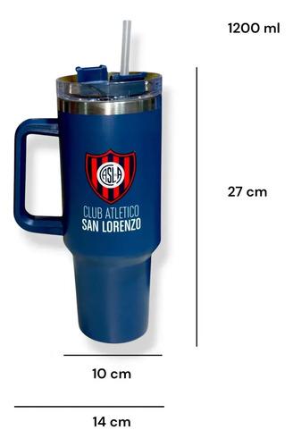 Vaso Térmico San Lorenzo Ciclon Cuervo 1.2l Cn Tapa Y Manija Azul San Lorenzo 3