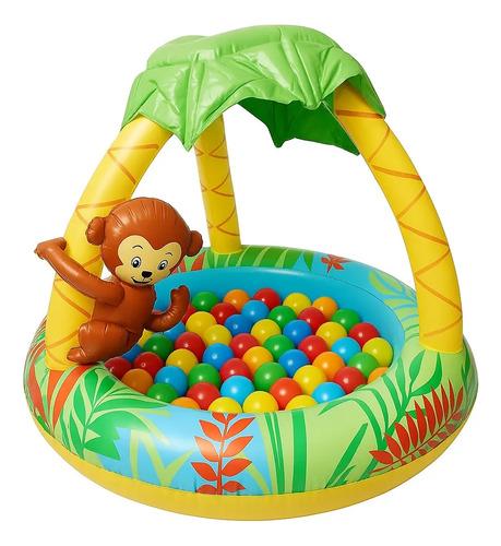 Combo Pileta Pelotero Bebe Mono Selva Con Techo + 100 Pelota Selva 3