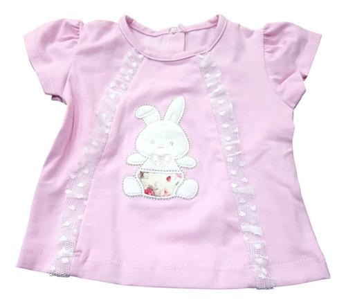 Conjunto Con Voladito Beba Bebe Recien Nacido Conejo Bordado 2