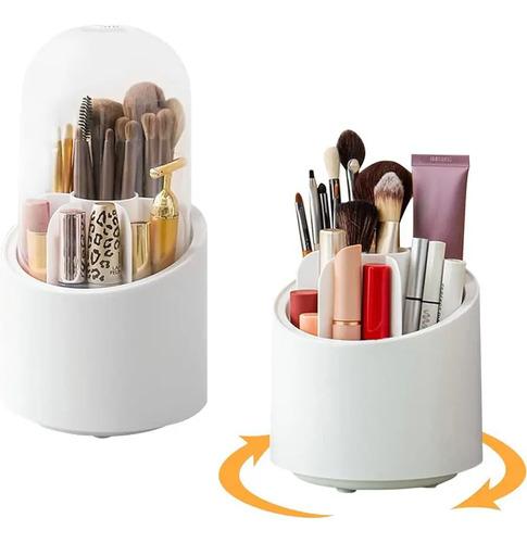 Organizador De Brochas Giratorio Maquillaje Pinceles Capsula Blanco 6