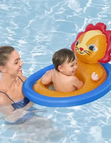 Asiento Flotador Para Bebe Inflable Animalitos C Pasa Pierna 11