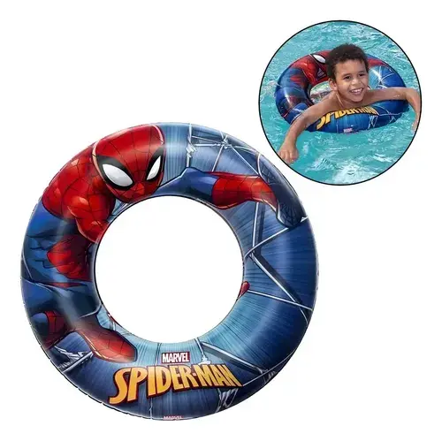 Salvavidas Flotador Inflable Spiderman Pileta Playa 56 Cm Rojo Y Azul 10
