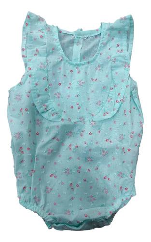 Enterito Bebe Beba Tela Fresca Estampado Con Volado