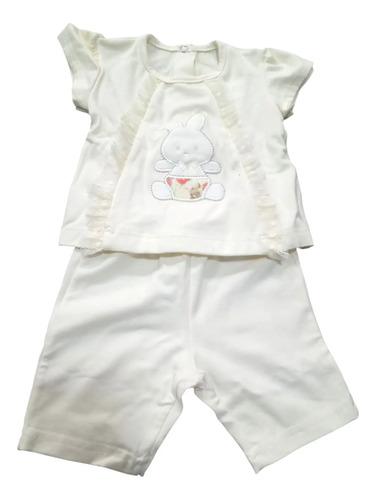 Conjunto Con Voladito Beba Bebe Recien Nacido Conejo Bordado 5