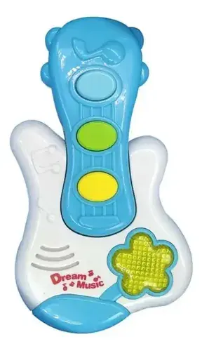 Guitarra Musical Infantil Dulces Sueños Poppi Bebes Con Luz Celeste Y Blanco 2