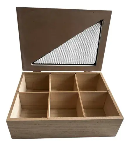 Caja De Te Madera Organizador Con 6 Divisiones Saquitos Té Blanco Y Madera 3