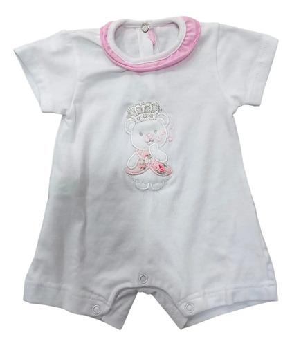 Enterito Con Cuello Beba Bebe Recien Nacido Osito Bordado Rosa Con Osito 0-2m