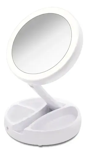 Espejo Plegable Con Aro Luz Led Maquillaje Uñas Portatil 2