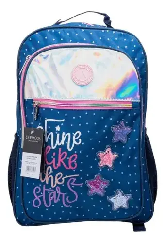 Mochila Escolar Nena Estrellas Brillante Primaria Impermable 13