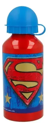 Botella Superman De Aluminio Con Pico Infantil Agua Cresko Rojo 3