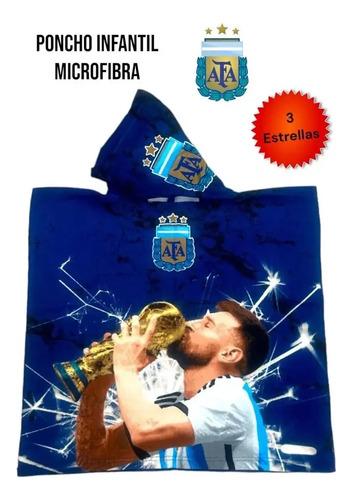 Poncho Microfibra Toallón Argentina Campeón 3 Estrella Messi 6