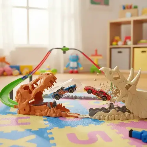 Metal Machines Pista Smash Crash Dinos 2 Autos + Clip Mesa Multicolor 5