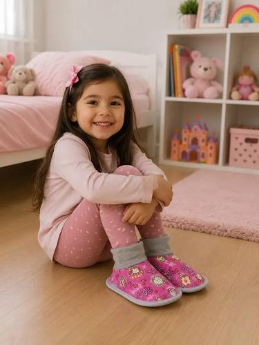 Pantumedias Infantiles Abrigadas Antideslizantes Con Puño Rosa 25-26 3