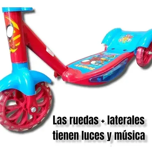Monopatin Spiderman Infantil De Niños Con Luz Canasto Marvel Rojo Spiderman 6
