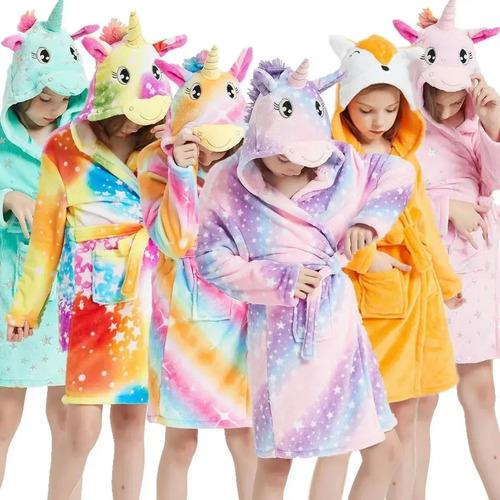 Bata Pijama Niños Infantil Microfibra Unicornios Dinosaurios 11