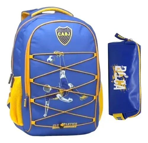 Combo Mochila + Cartuchera Boca Juniors Jugador Escolar Lic 8