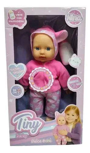 Muneco Bebote Tiny Zorrito Con Sonidos + Mamadera 32cm