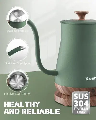 Hervidor Eléctrico Cuello De Cisne Acero Inoxidable 0.8l Verde 4