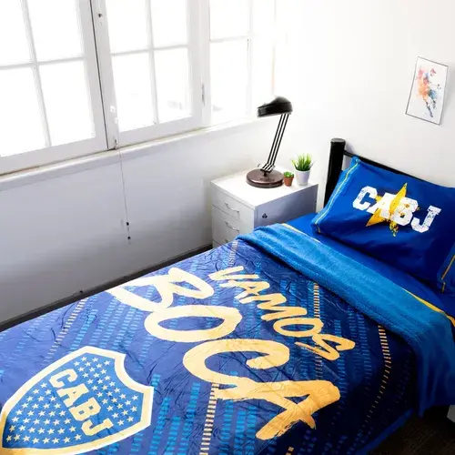 Frazada Con Corderito Boca Juniors Flannel Doble Faz 1,5 P Boca 0 G Azul 2