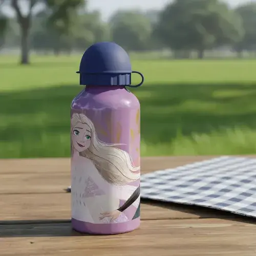 Botella De Aluminio Frozen 400 Ml Agua Bebidas Verano Disney Azul 8
