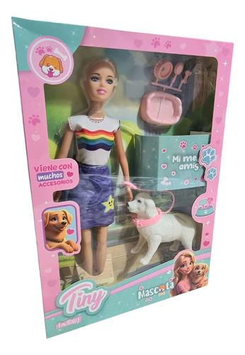 Muñeca Tiny Fantasy Con Mascota Perrito Y Accesorios