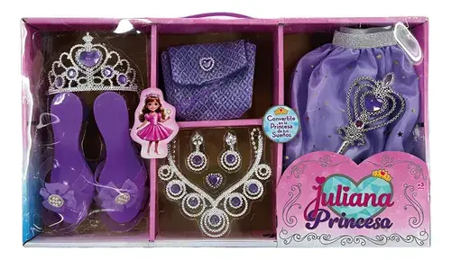 Set Princesa Completo Tutu Zapatos Corona Varita Cartera Violeta 2