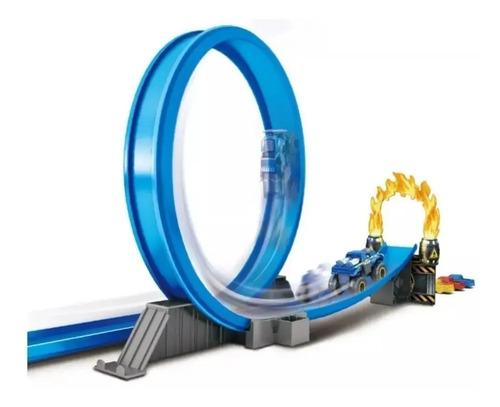 Pista De Autos C/ Lanzador Metal Machines Road + Auto Wheels Azul 2