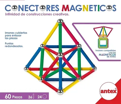 Antex Conectores Magneticos 60 Piezas Puntas Redondeadas Multicolor
