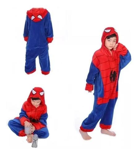 Pijama Spider Enterito Niños Suave Disfraz Abrigado Soft 5