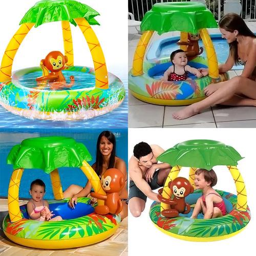 Pileta Inflable Jilong Redonda 65l Bebés 1 Año Diseño Mono Selva 10