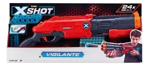 Arma Rifle Escopeta Lanza Dardos Vigilante X Shot 24 Dardos Rojo