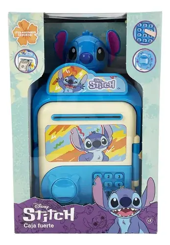 Caja Fuerte De Juguete Stitch Con Alcancía Electrónica Azul 7