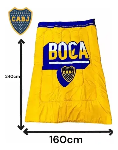 Acolchado Boca Juniors Reversible Abrigado 1.5 Plaza Frazada Boca 2 2