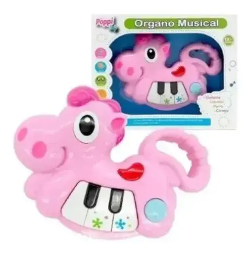 Mini Piano Bebé Musical Didáctico Animales Poppi Baby Color Caballito Rosa