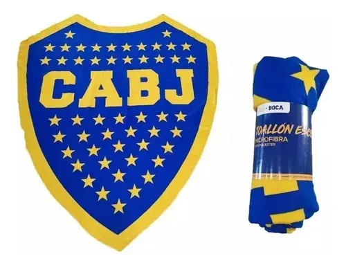 Toallon Con Forma Equipo Boca Juniors Escudo 140x165cm Azul Boca