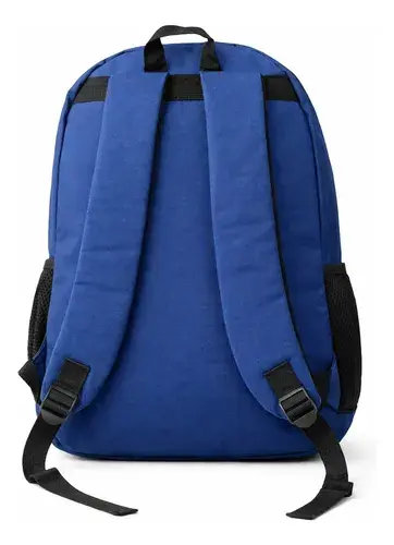 Mochila Escolar Urbana Reforzada Secundaria Facult Bolsillos Azul Con Naranja Tiras 3