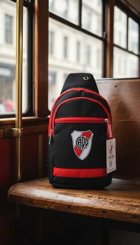 Bolso Morral Bandolera Riñonera River Plate Reforzado Facha Negro Y Rojo