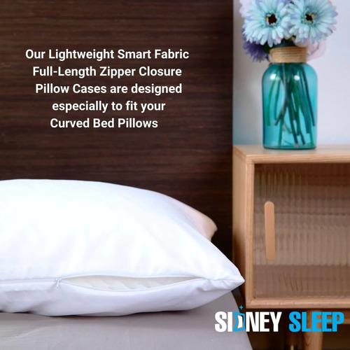 Funda Almohada Curva Queen Sidney Sleep Microfibra Cierre Blanco 5