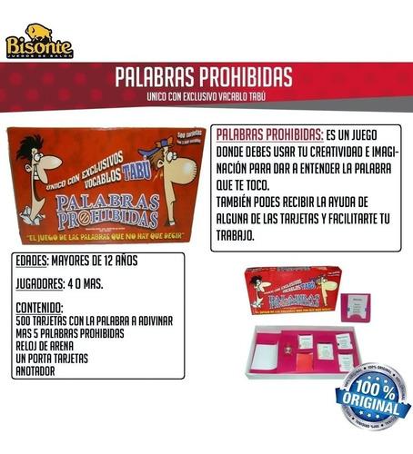 Palabras Prohibidas Tabú Juego De Mesa Niños Adultos Bisonte 3