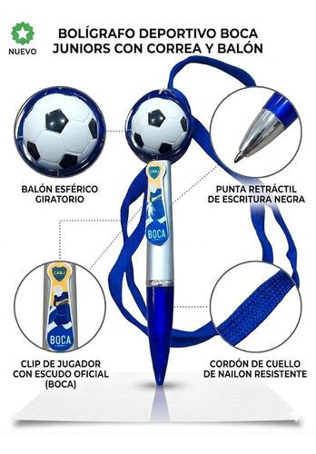 Lapicera De Boca Con Pelota Giratoria Y Correa Tinta Negra Azul Y Plateado Negro 2
