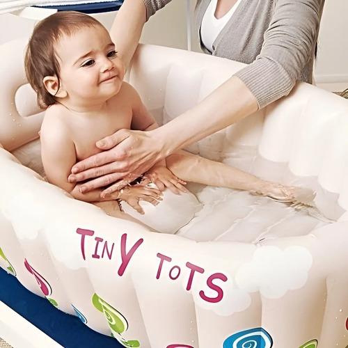 Pileta Para Bebe Bañera Inflable Plegable 2 En 1 Verano Sol Blanco Bañera 4