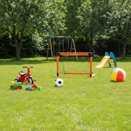 Arco De Futbol Con Red Plegable + Pelota + Inflador 45x60 Cm Naranja 2