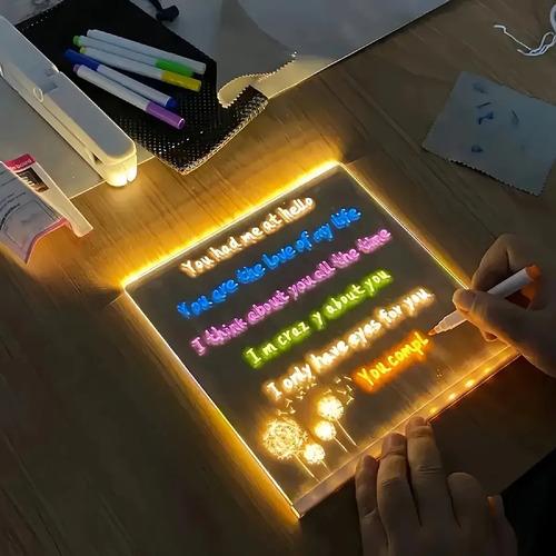 Pizarra Led Mágica Stnffive 15x15cm Acrílico Transparente Usb Luz 4