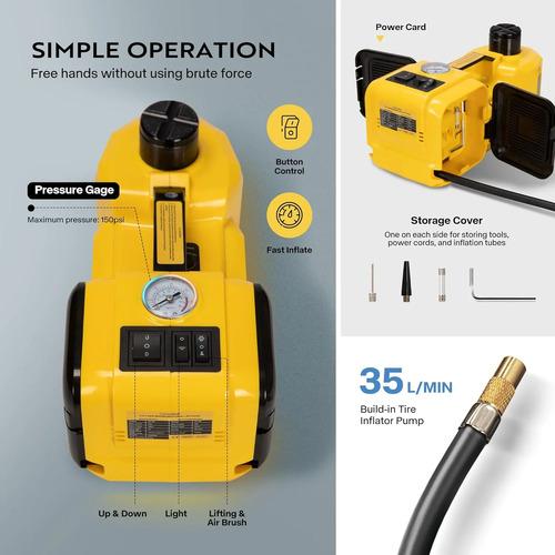 Gato Eléctrico Para Auto 3 En 1, 12v 5 Toneladas Portátil 4